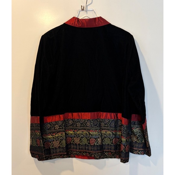 Coldwater Creek Vintage Velvet Tapestry Jacket Black Red Art to Wear Blazer L - Picture 2 of 4